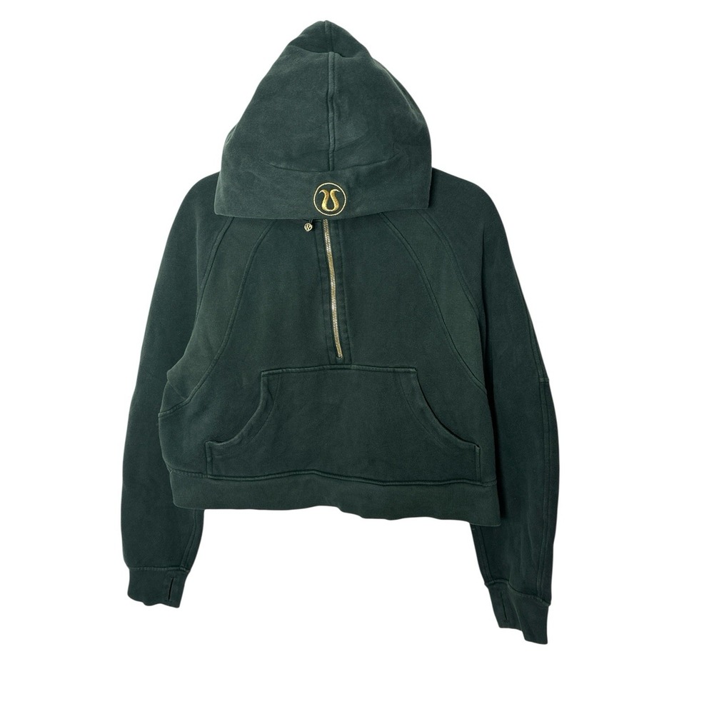Lululemon Scuba Women's M/L Oversized 1/2 Zip Hoodie Gold Zip Cropped Atheisure - Picture 1 of 7